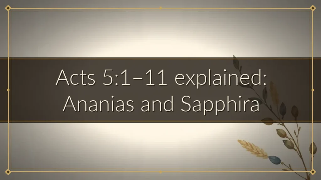Acts 5:1–11 explained: Ananias and Sapphira