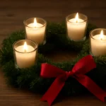 advent wreath with votive candles