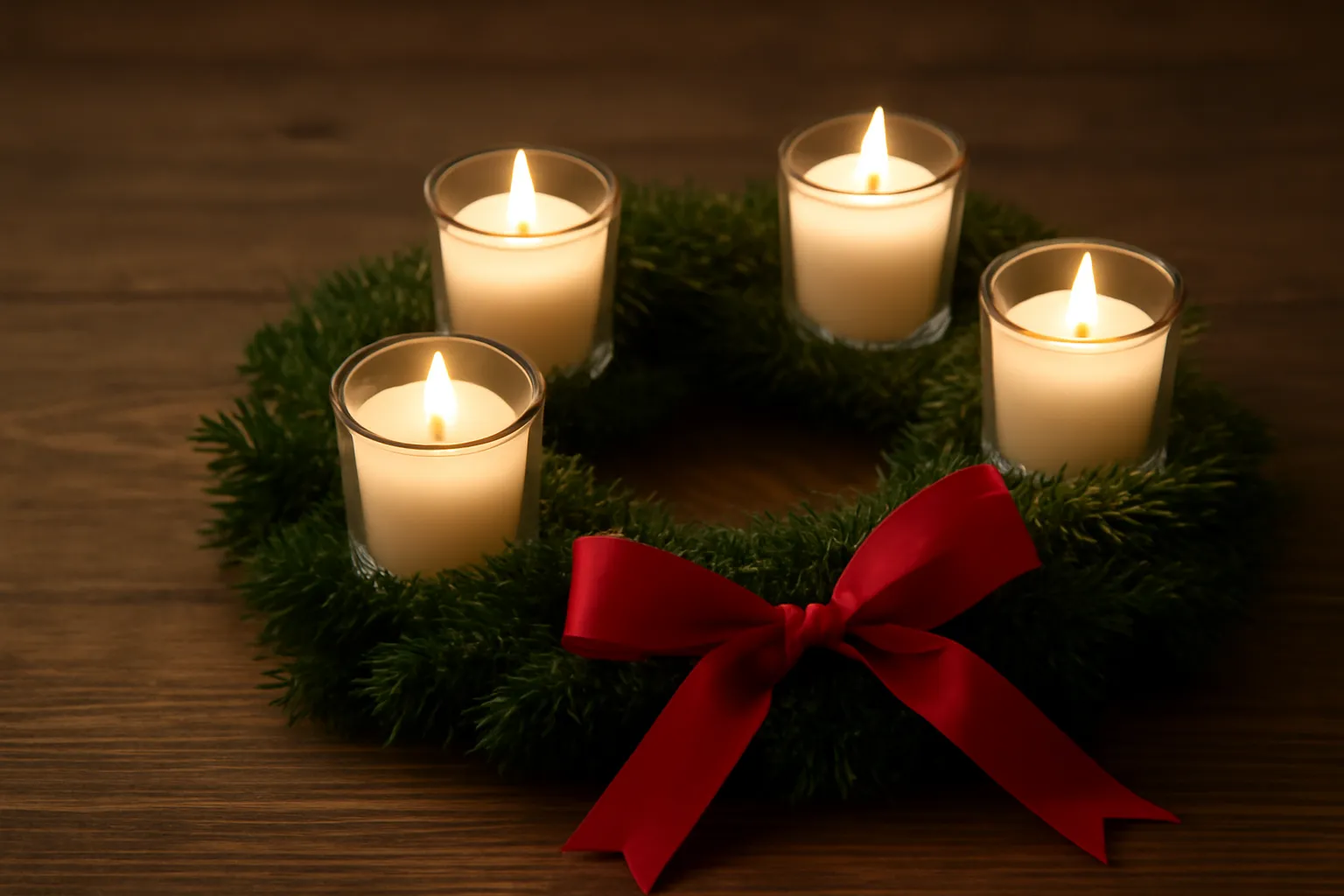 advent wreath with votive candles