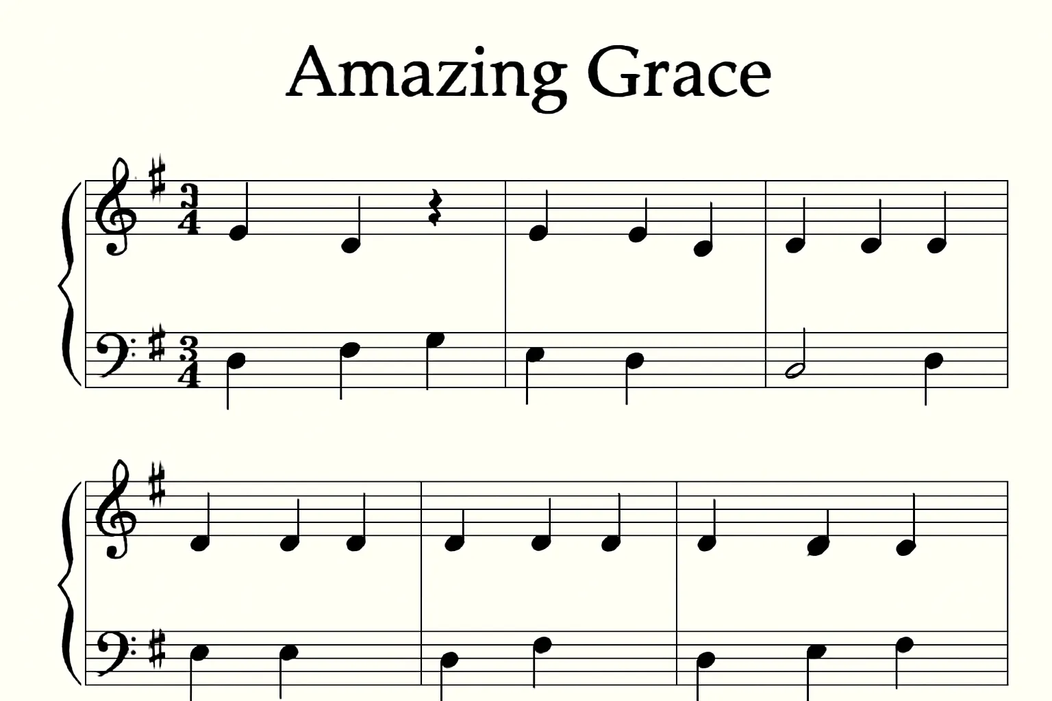 amazing grace piano sheet music easy