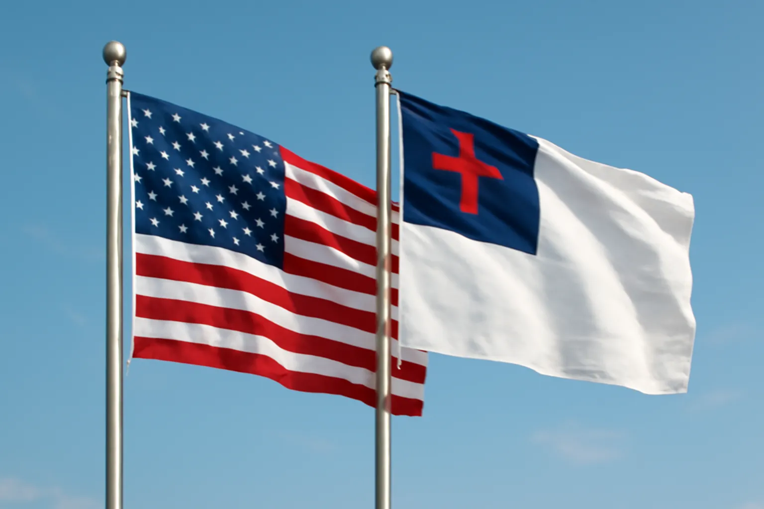 american flag and christian flag