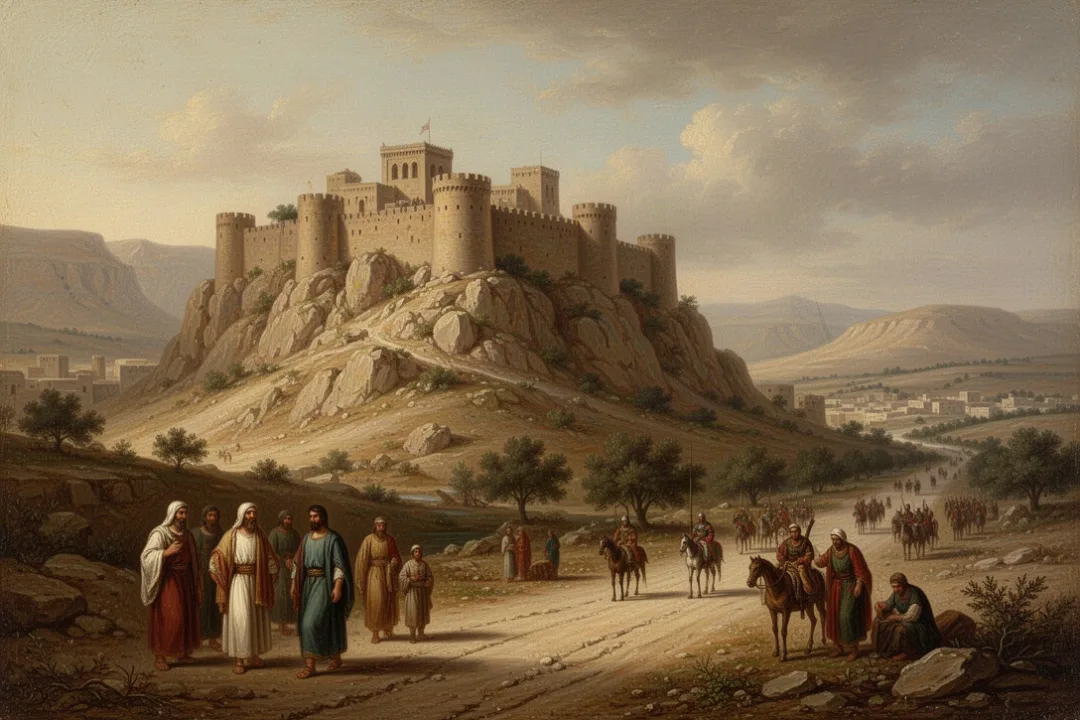Ancient Ammonite kingdom landscape with fortified Rabbah east of Jordan