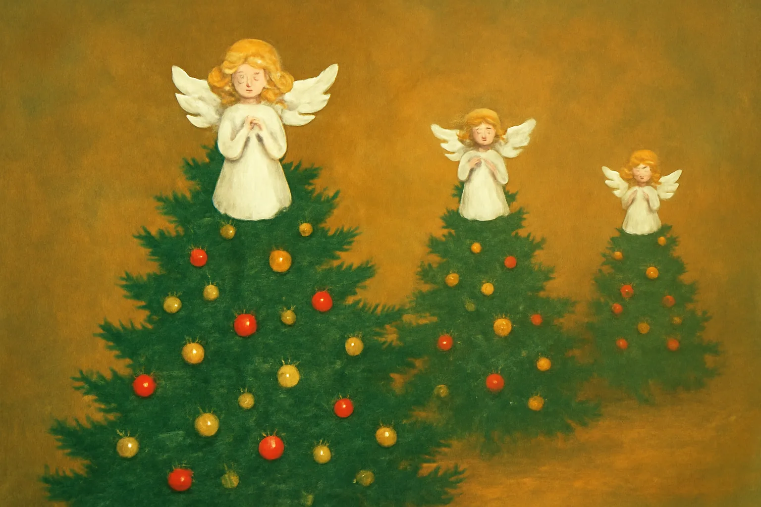 angel decorated christmas trees