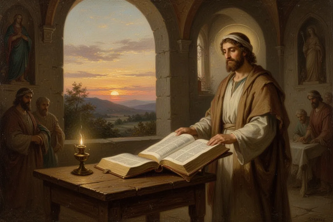 Open Bible in a softly lit church symbolizing God’s kingdom