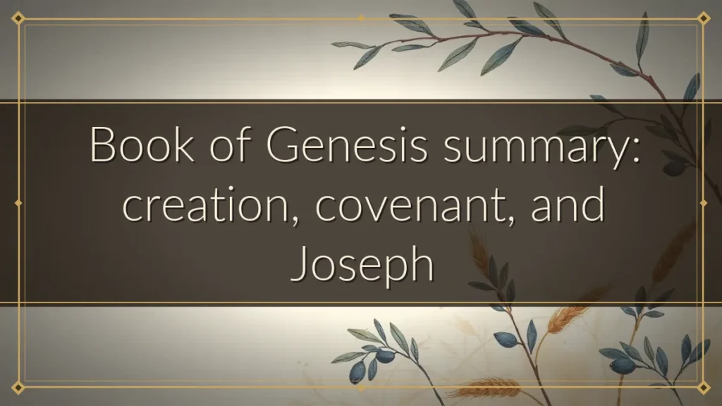Book of Genesis summary: creation, covenant, and Joseph