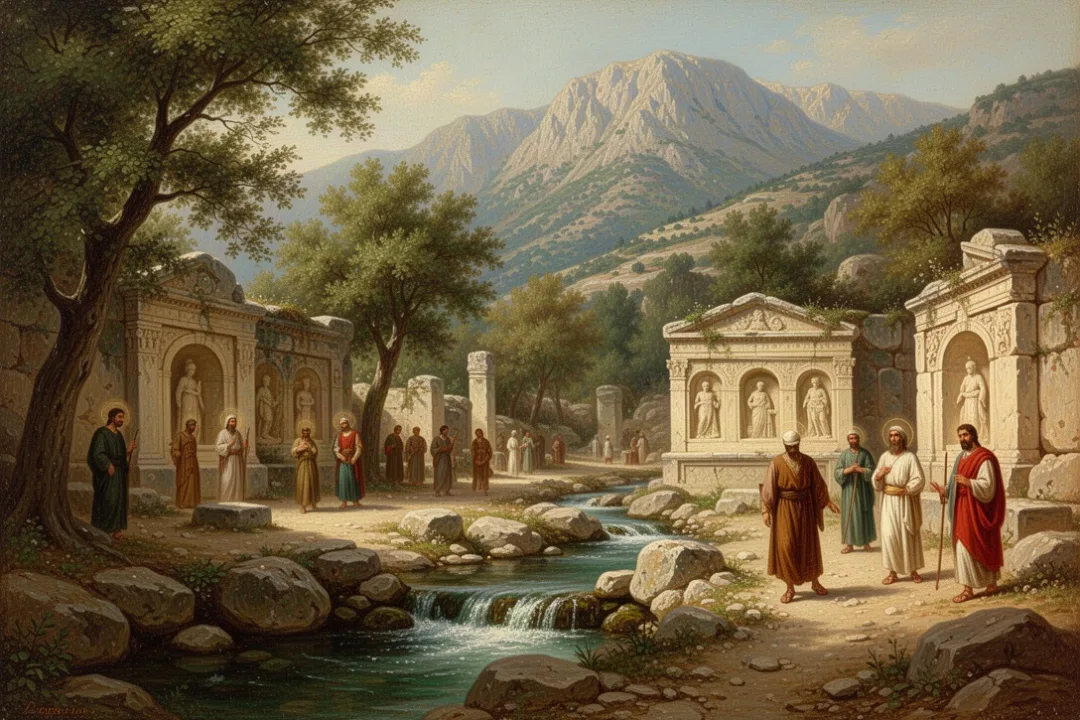 Banias spring and ancient ruins at Caesarea Philippi