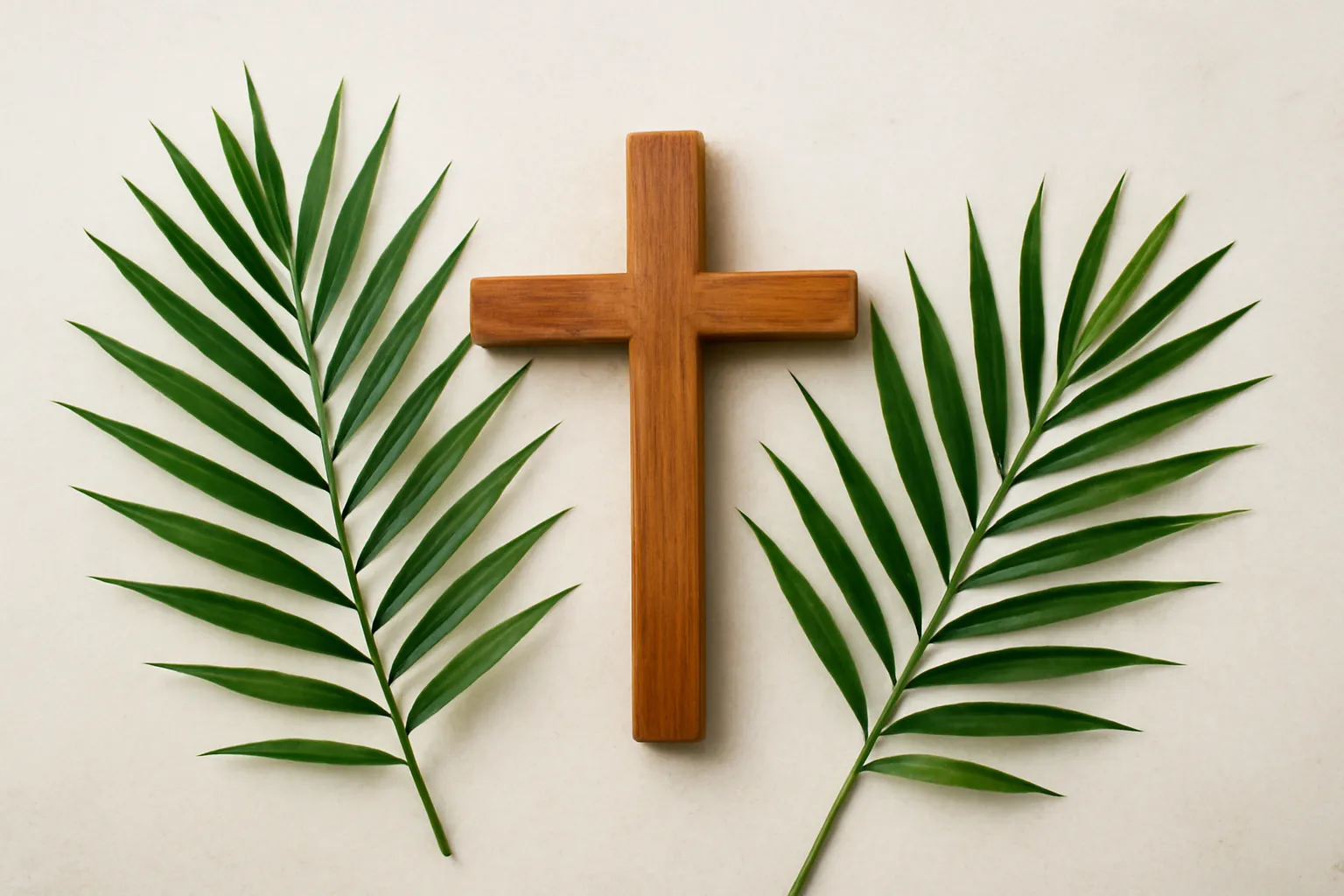 cross with palms