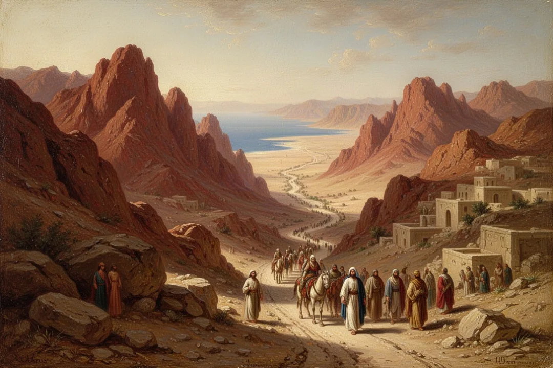 Rugged Edomite mountains and ancient desert route near the Dead Sea