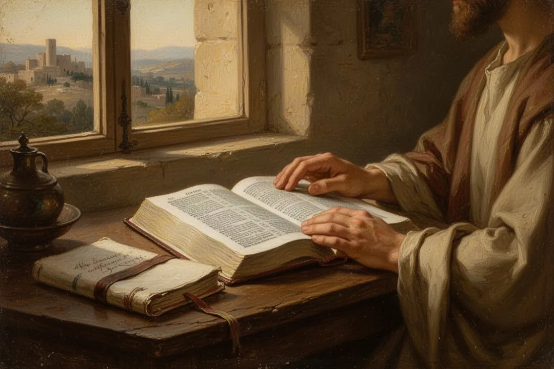 Open Bible and journal representing prayer for spiritual understanding