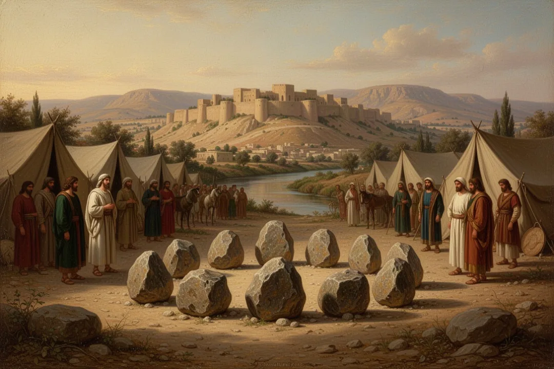 Twelve memorial stones at Gilgal near the Jordan River