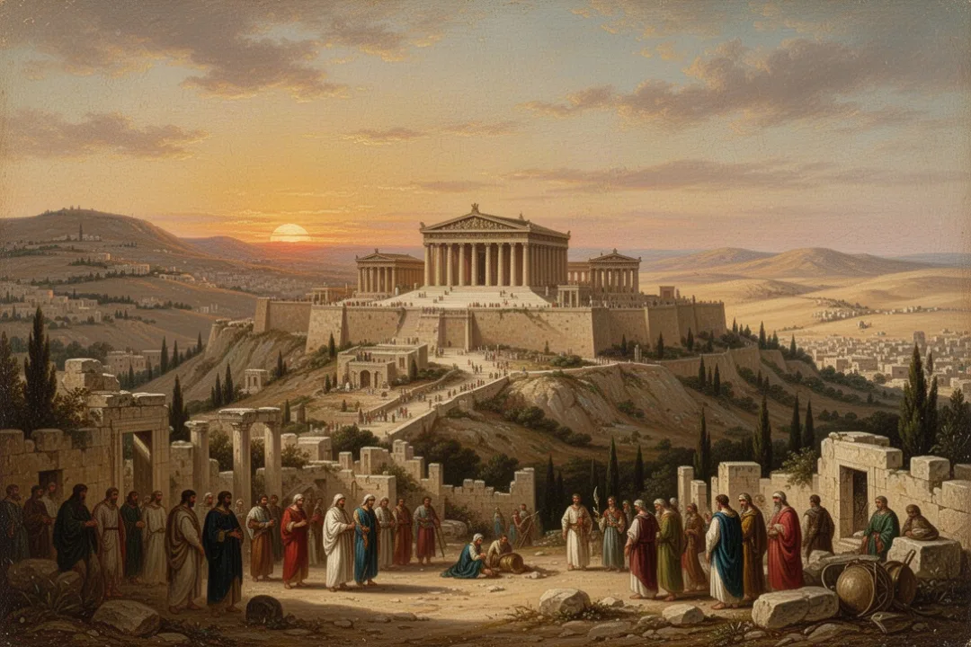 Ancient Jerusalem landscape symbolizing earthly kingdoms and God’s lasting rule
