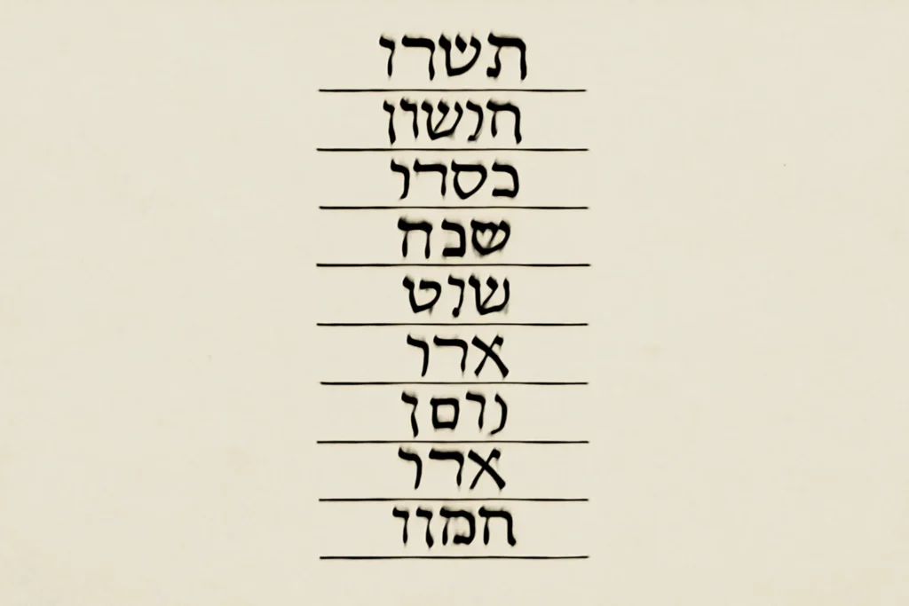 list of hebrew months