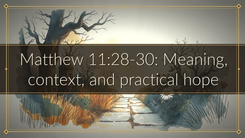 Matthew 11:28-30: Meaning, context, and practical hope
