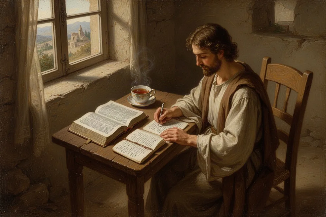 Open Bible and journal arranged for a structured morning prayer