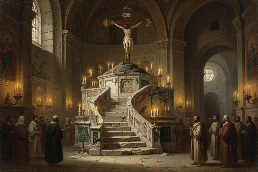 Traditional Calvary chapel inside Jerusalem’s Church of the Holy Sepulchre