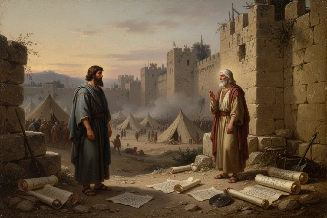 Prophet Jeremiah near Jerusalem during the Babylonian siege