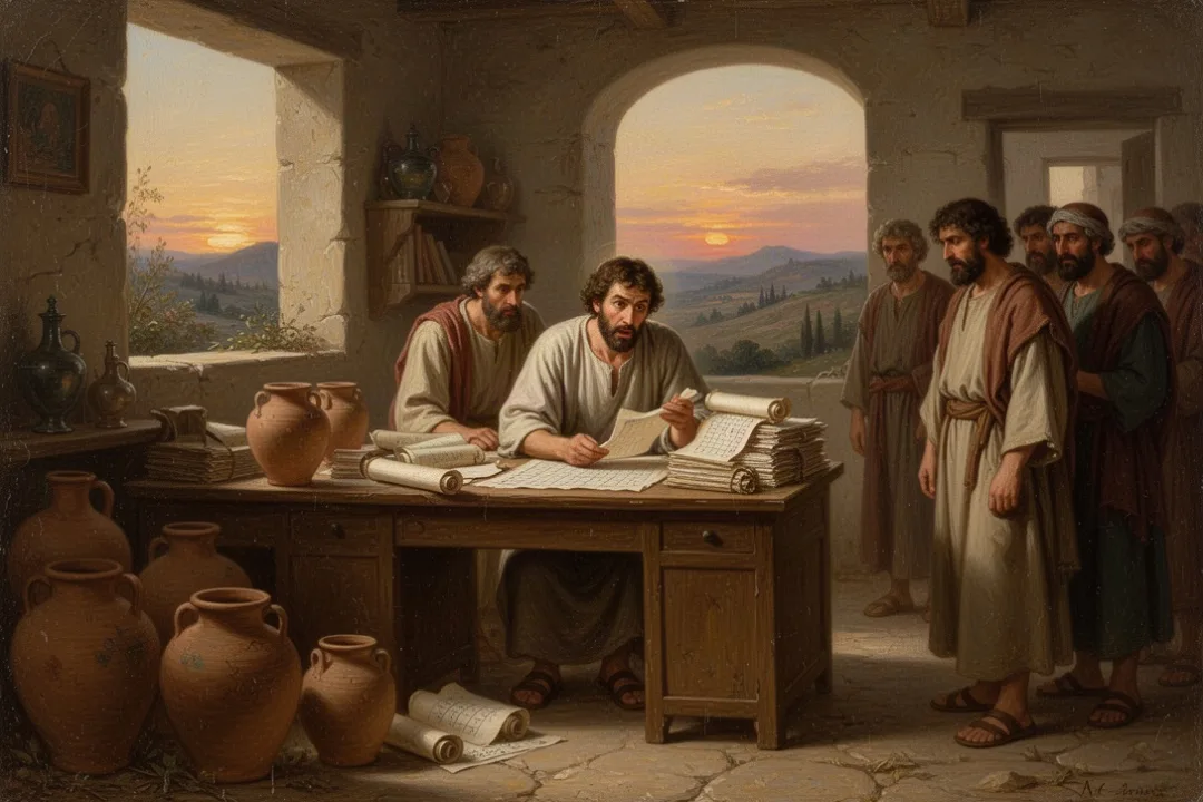 First-century steward reviewing estate accounts before losing his position