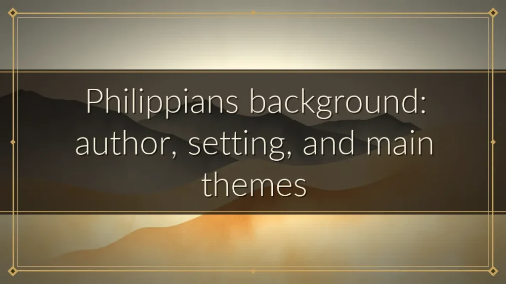Philippians background: author, setting, and main themes