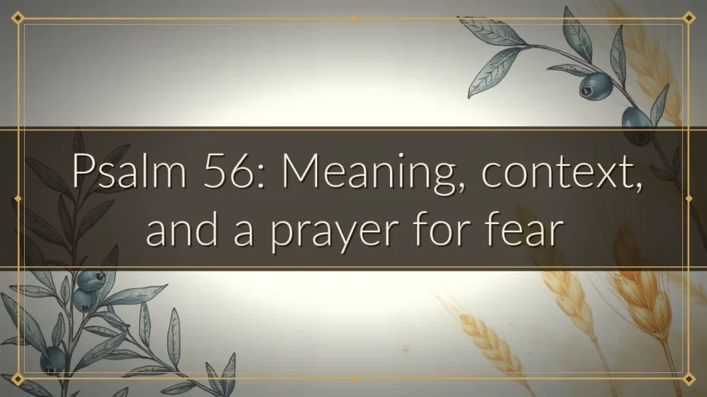 Psalm 56: Meaning, context, and a prayer for fear