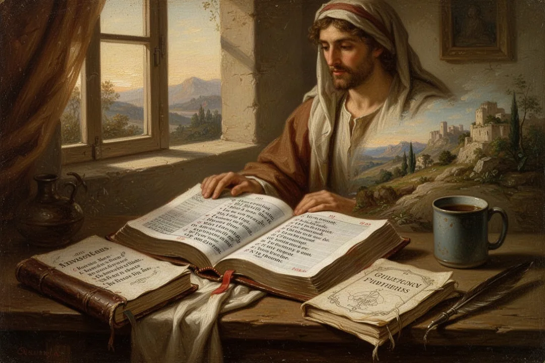 Open Bible, journal, and mug representing Psalms and Proverbs study