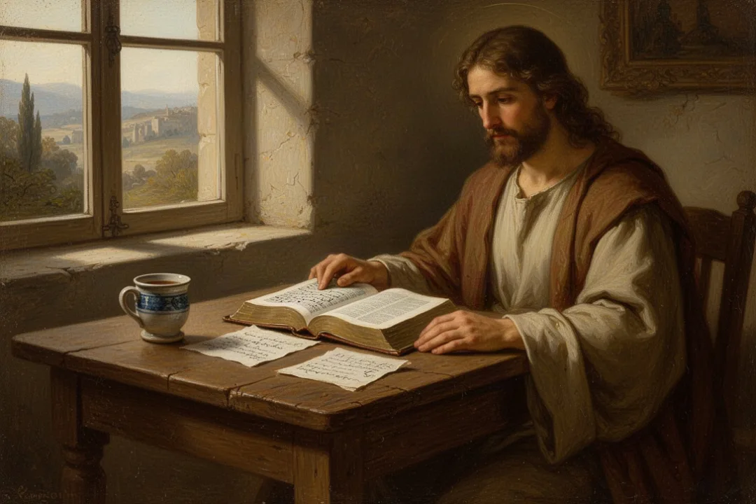 Open Bible and notes on a quiet table in morning light
