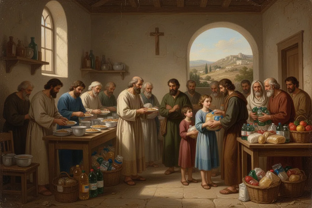 Volunteers serving a family through encouragement, generosity, leadership, and mercy