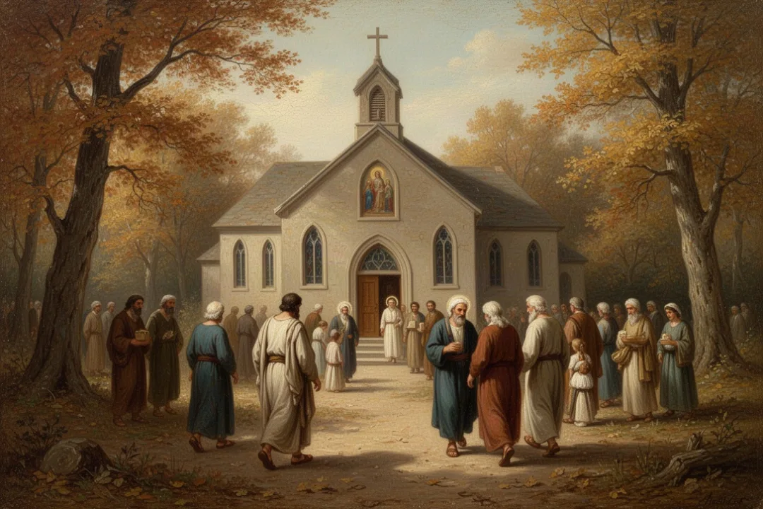 Families arriving for Saturday worship at a Seventh-day Adventist church