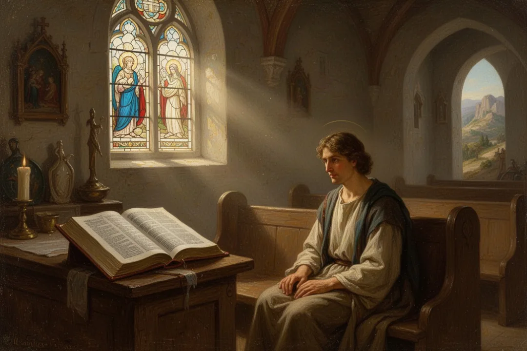 Person reflecting in church about the Holy Spirit’s guidance
