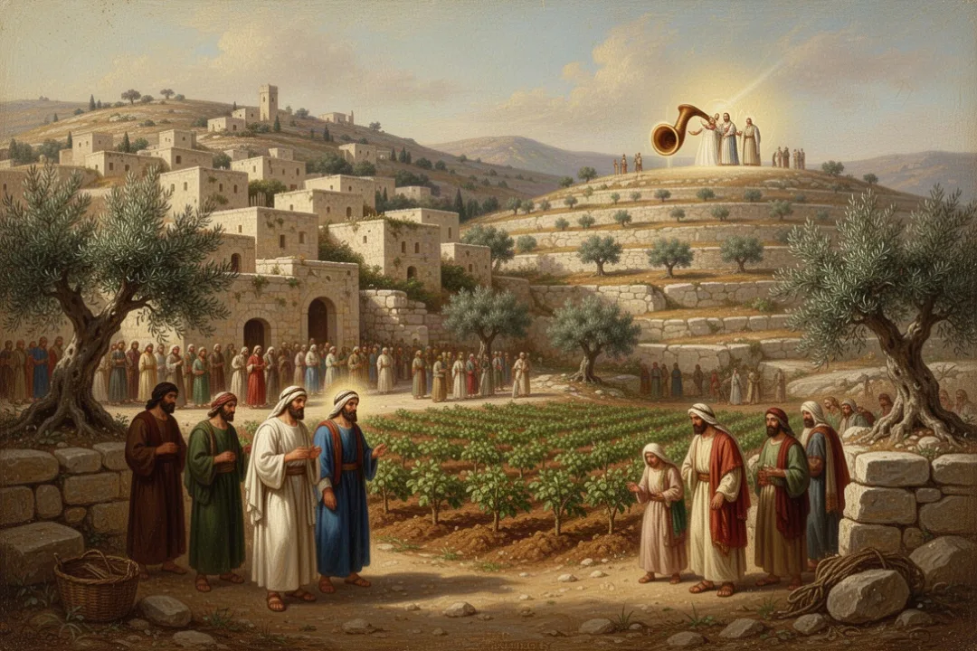 Ancient families returning to ancestral farmland during a Jubilee proclamation