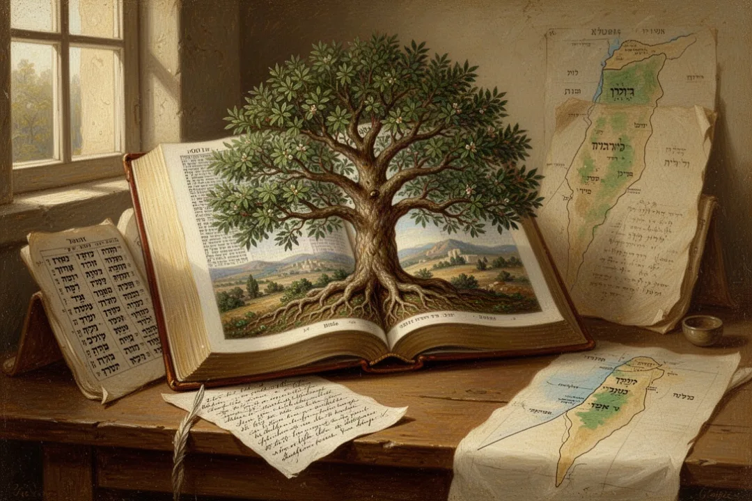 Open TLV Bible with Hebrew study materials beside it