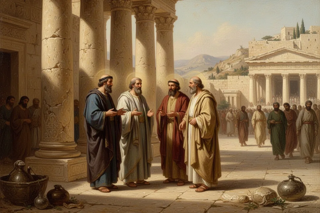 Religious leaders gathered in the Jerusalem temple courtyard