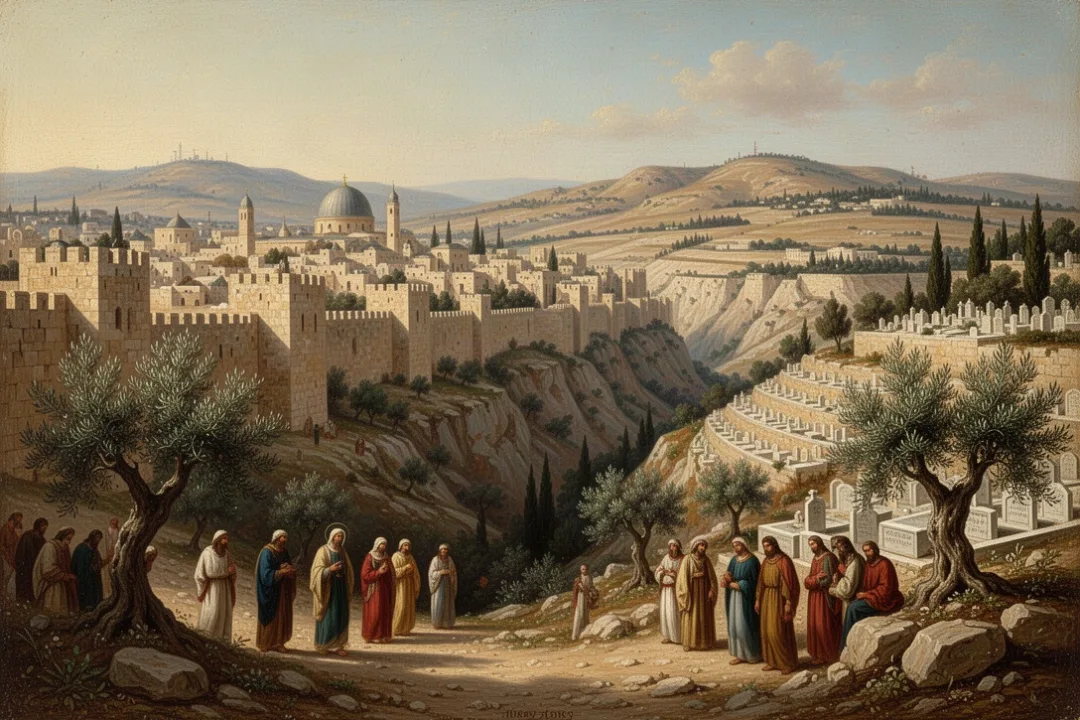 Mount of Olives overlooking Jerusalem’s Old City across Kidron Valley