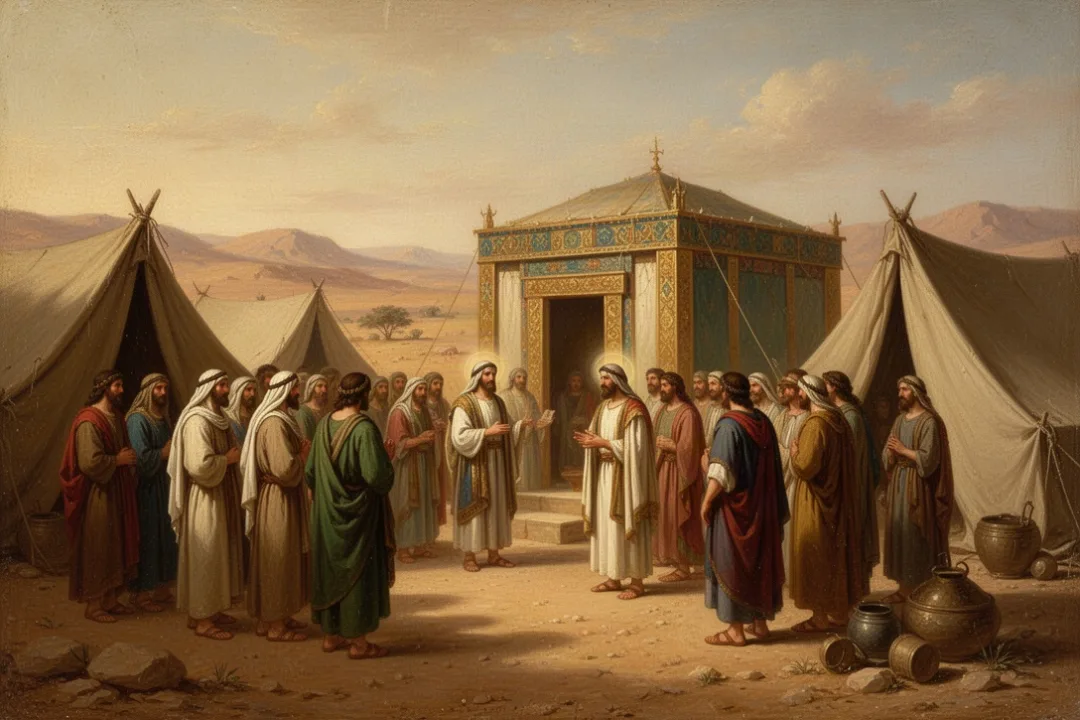 Ancient Israelites near the tabernacle during Korah’s rebellion