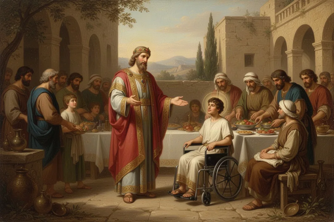 David welcomes Mephibosheth to the royal table
