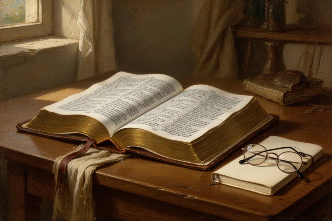 Open Bible and notebook representing careful study of Antichrist prophecy